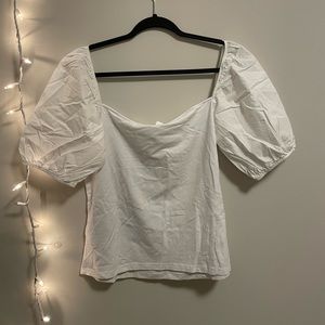 White H&M Puffed Sleeve Blouse